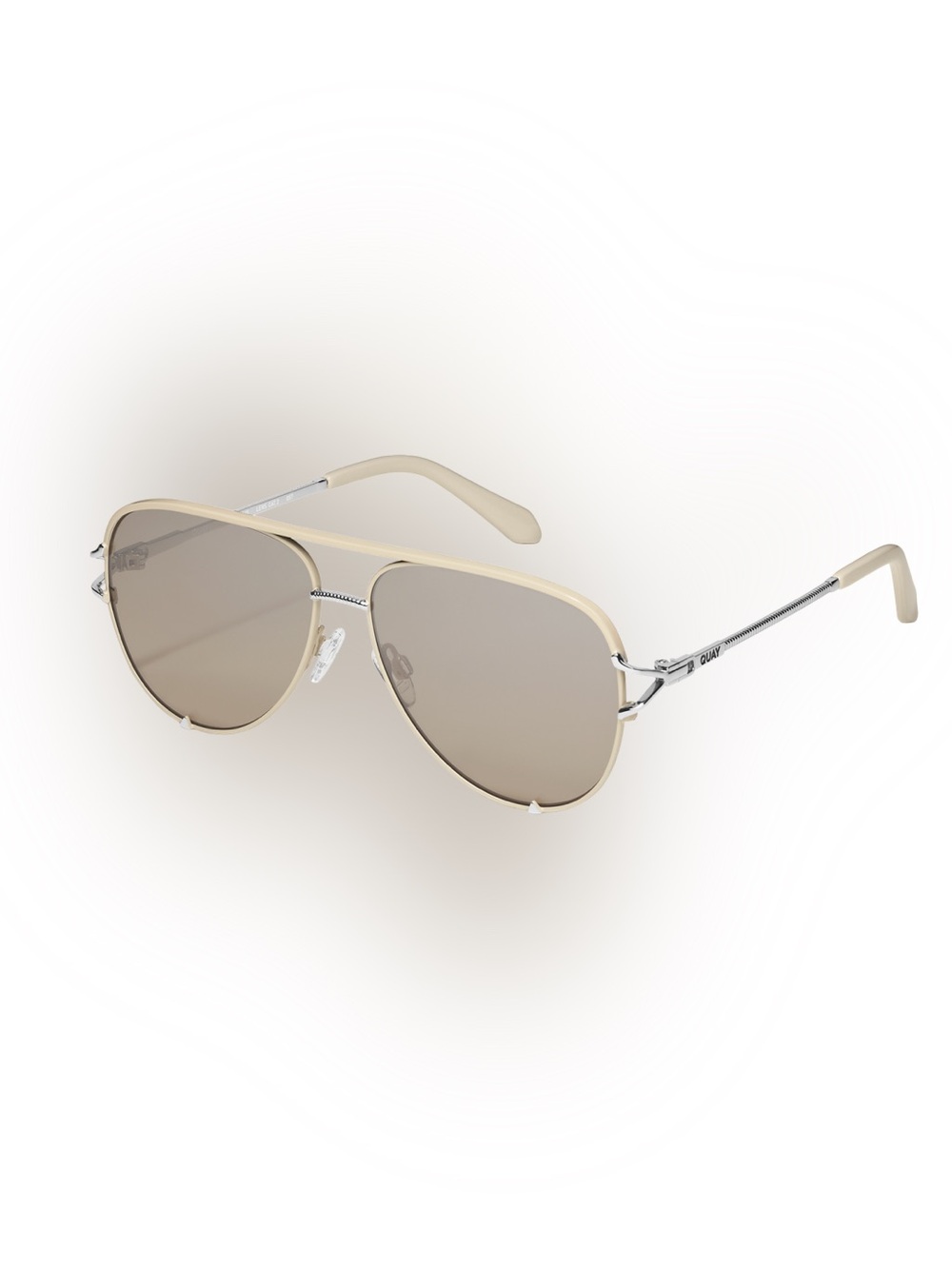 Quay Australia High Key Twist Aviator Sunglasses in Silver Champagne
